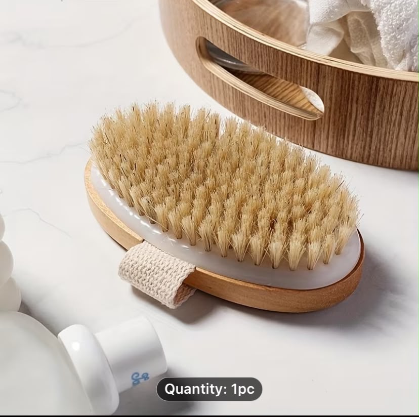 Dry Brush, Wooden Exfoliating Scrubber With Soft Natural Bristles