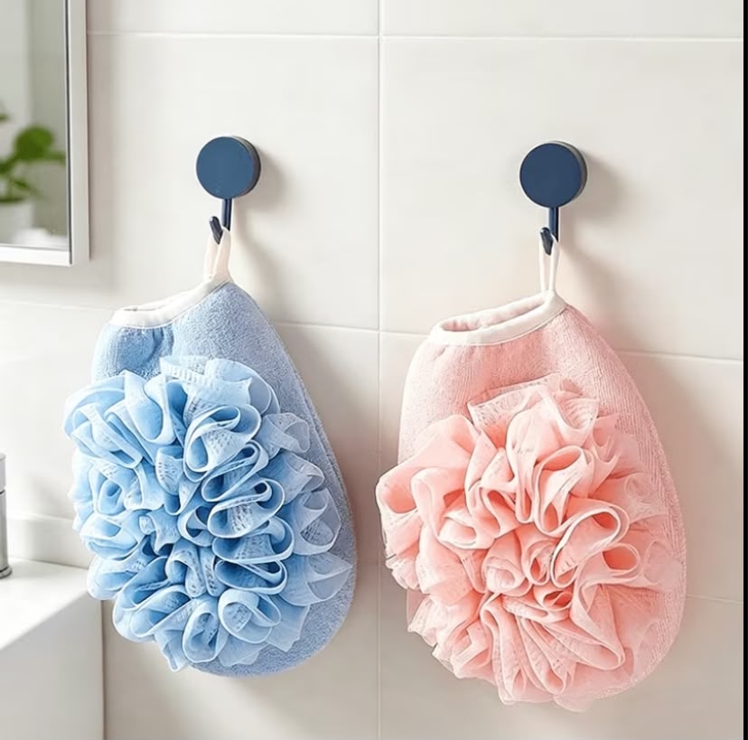 Bath Towel & Exfoliating Glove, Deep Cleansing Scrub Mitts, Fiber Scrubbing Glove.