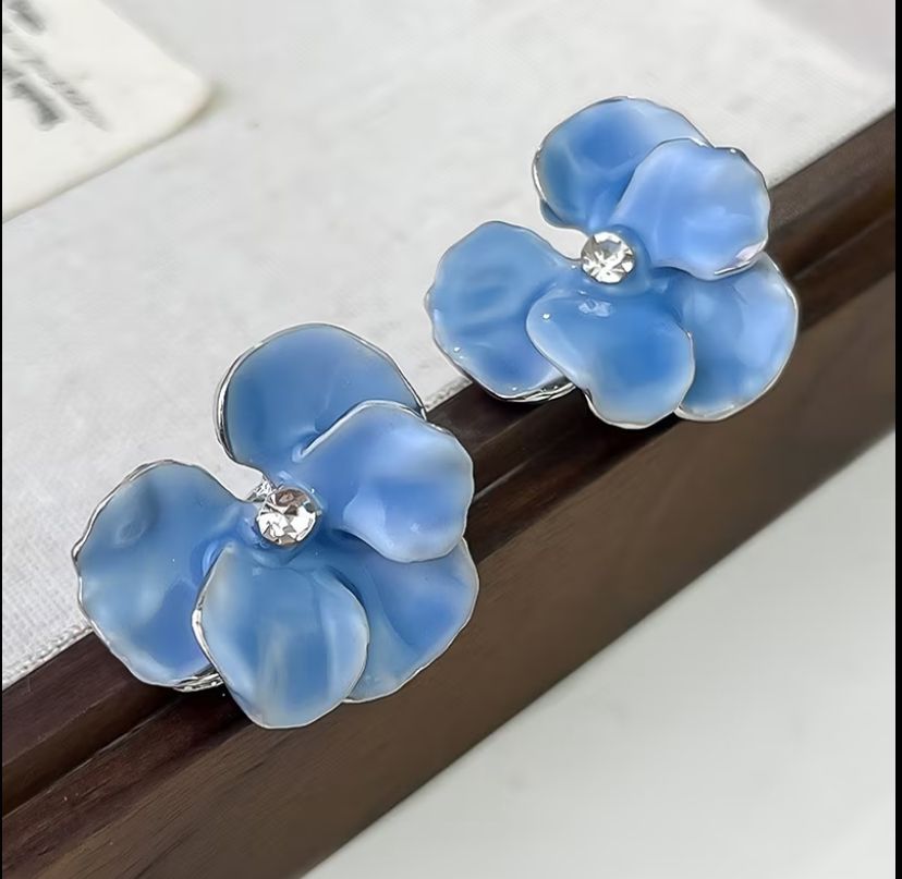 1 Pair of Temperament Oil Drop Flower Stud Earring