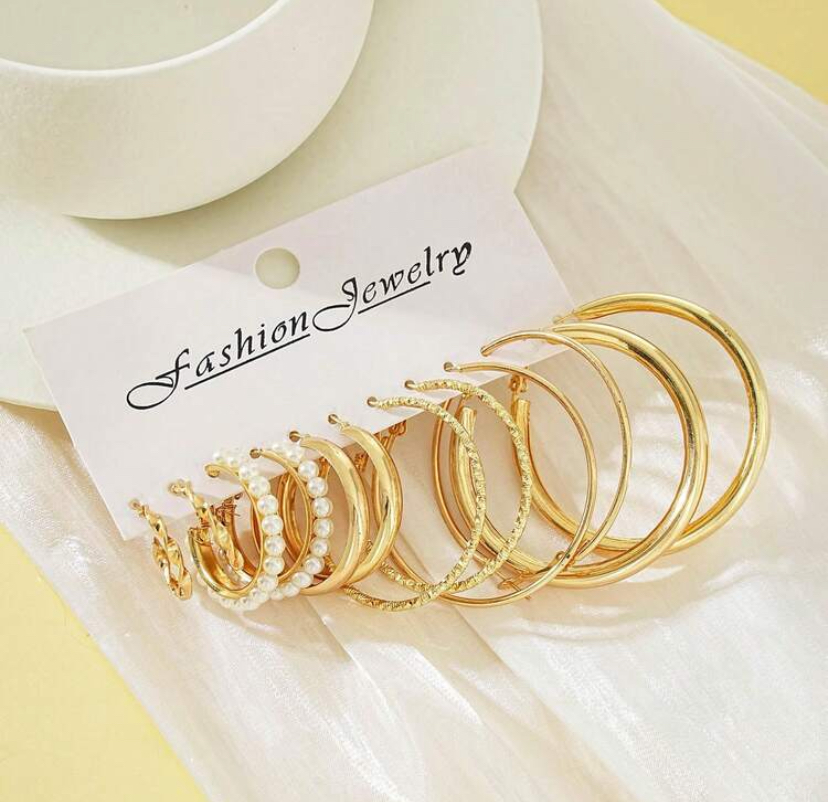 6Pairs/ 12pcs Fashion Jewelry Earrings, Hoop Earrings