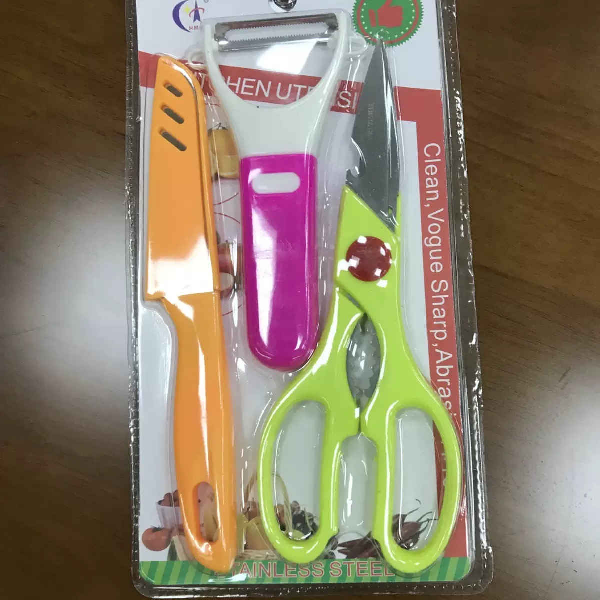 3pcs Kitchen Utensils Set, Fruit Knife, Scissor, Peeler