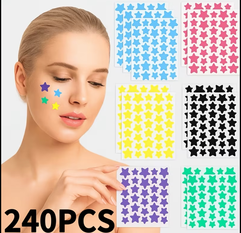 240pcs  Star Pimple Patches, 6 Sheets  Multi color Pimple Patches