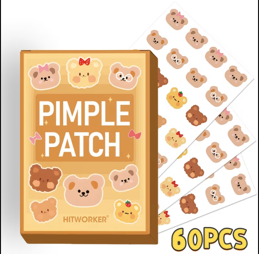 60pcs  Bear Pimple Patches, 3 Sheets
